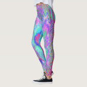 Psychedelischer Retro Rainbow Blue Hibiskus Leggings (Links)