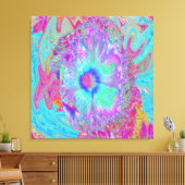 Psychedelischer Retro Rainbow Blue Hibiskus Leinwanddruck (Insitu (Wohnzimmer))