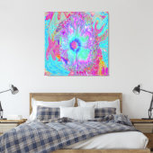 Psychedelischer Retro Rainbow Blue Hibiskus Leinwanddruck (Insitu (Schlafzimmer))