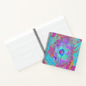 Psychedelischer Retro Rainbow Blue Hibiskus Notizblock (Innenseite)