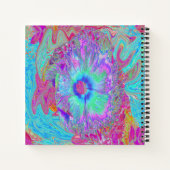 Psychedelischer Retro Rainbow Blue Hibiskus Notizblock (Rückseite)