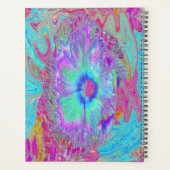 Psychedelischer Retro Rainbow Blue Hibiskus Planer (Rückseite)