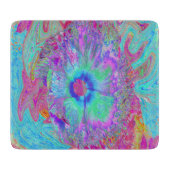 Psychedelischer Retro Rainbow Blue Hibiskus Schneidebrett (Vorderseite)