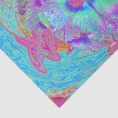 Psychedelischer Retro Rainbow Blue Hibiskus Seidenpapier (Ausschnitt)