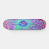 Psychedelischer Retro Rainbow Blue Hibiskus Skateboard (Horizontal)