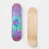 Psychedelischer Retro Rainbow Blue Hibiskus Skateboard (Vorderseite)