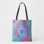 Psychedelischer Retro Rainbow Blue Hibiskus Tasche (Vorderseite)