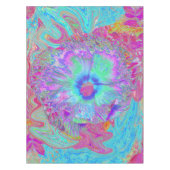 Psychedelischer Retro Rainbow Blue Hibiskus Tischdecke (Vorderseite)