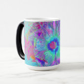 Psychedelischer Retro Rainbow Blue Hibiskus Verwandlungstasse (Vorderseite Links)