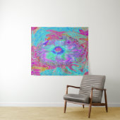 Psychedelischer Retro Rainbow Blue Hibiskus Wandteppich (Beispiel (Horizontal))