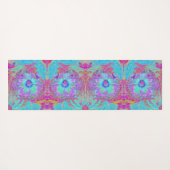 Psychedelischer Retro Rainbow Blue Hibiskus Yogamatte (Rückseite (Horizontal))