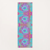 Psychedelischer Retro Rainbow Blue Hibiskus Yogamatte (Vorderseite)