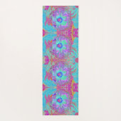 Psychedelischer Retro Rainbow Blue Hibiskus Yogamatte (Rückseite)