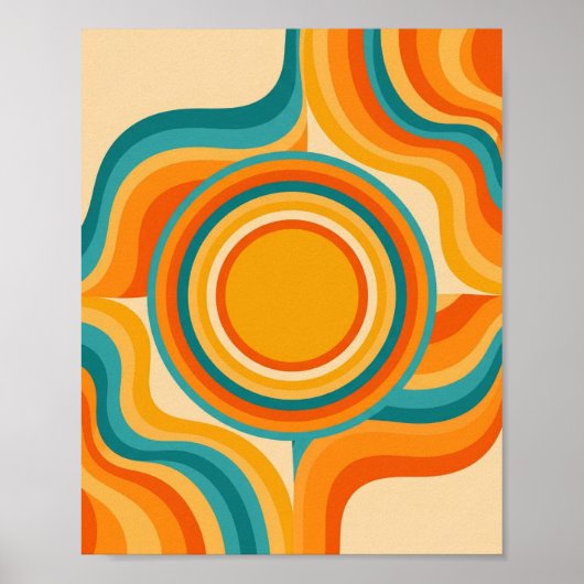 Psychedelischer Retro Swirl - Moderne Kunst des Mi Poster (Vorne)