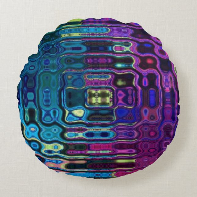 Psychedelischer Ripple-Effekt  Rundes Kissen (Vorderseite)