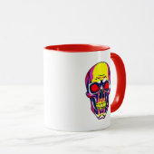 Psychedelischer Schädel mit flashy Farben. Tasse (VorderseiteRechts)