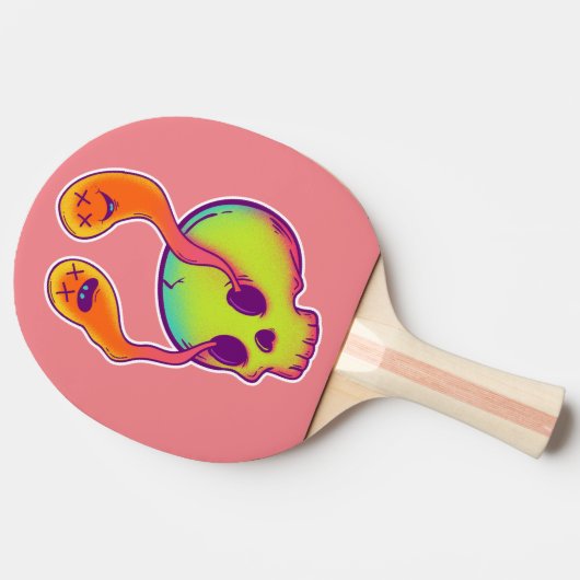 Psychedelischer Schädel mit Würmern, Pingpongpadde Tischtennis Schläger (Seitenansicht)