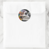 psychedelischer Schädel Runder Aufkleber (Tasche)