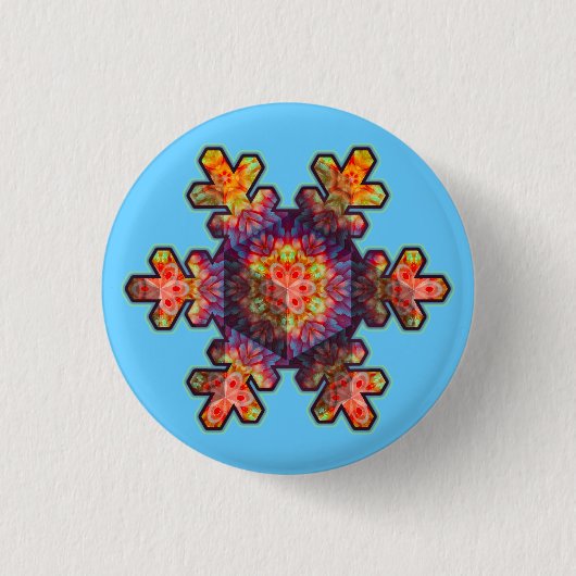 Psychedelischer Schneeflocken Button (Vorderseite)