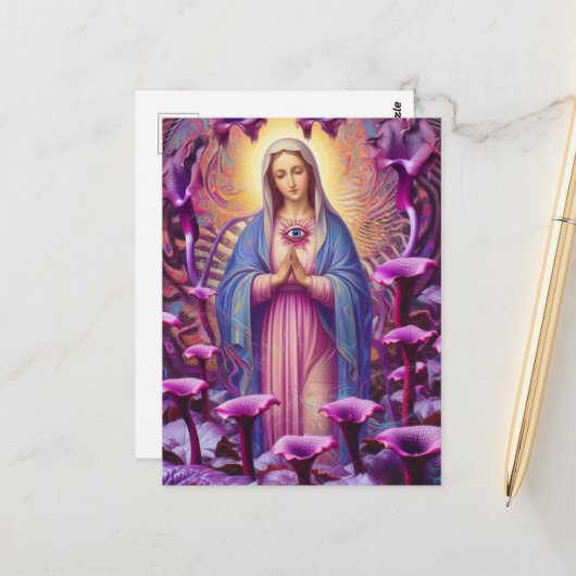 psychedelischer Schutz vor dem bösen Mary Postkarte (Vorderseite/Rückseite Beispiel)