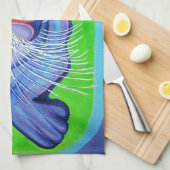 Psychedelischer Seelenion - Acrylmalerei Geschirrtuch (Viertel Falte)