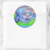 Psychedelischer Seelenion - Acrylmalerei Runder Aufkleber (Tasche)