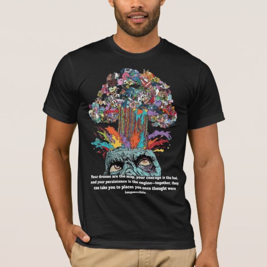 Psychedelischer Skull Art Graphic T - Shirt (Vorderseite)