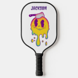 Psychedelischer Smiley und Schädel individuelle Na Pickleball Schläger