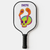 Psychedelischer Smiley und Schädel individuelle Na Pickleball Schläger (Rückseite)