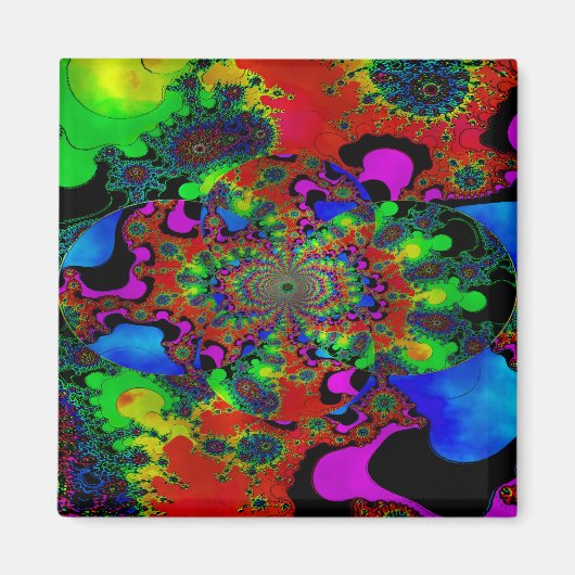 "Psychedelischer Sonnenaufgang in festem Glas" Magnet (Vorne)
