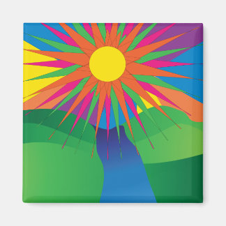Psychedelischer Sonnenhungmagnet Magnet