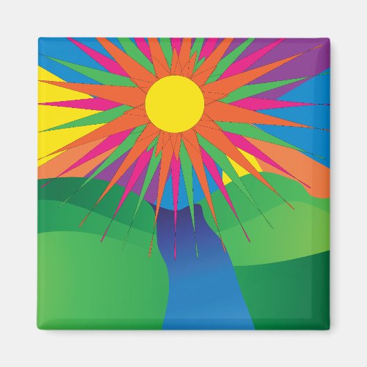 psychedelischer Sonnenmagnet Magnet (Vorne)