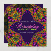 Psychedelischer Spaß Fabulous 40 Event-Party Einla Einladung (Vorne/Hinten)