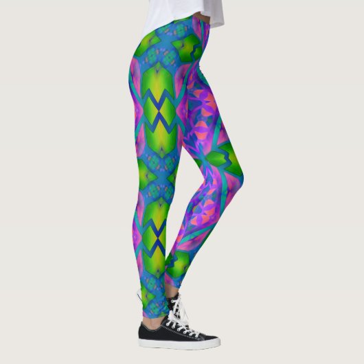 Psychedelischer Spaß Rosa Grün Leggings (Rechts)