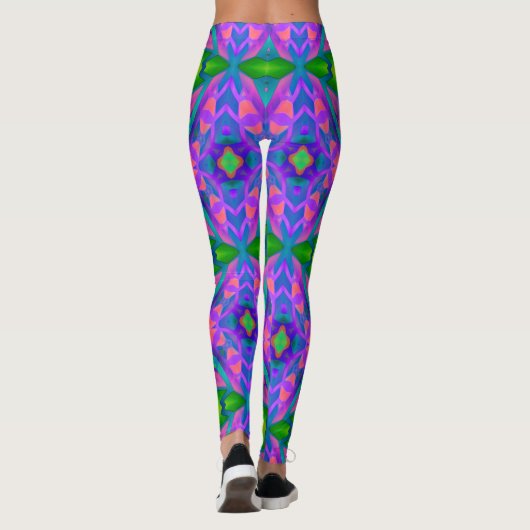 Psychedelischer Spaß Rosa Grün Leggings (Rückseite)
