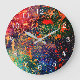 Psychedelischer Spritzer | Farbiger Regenbogen Abs Große Wanduhr