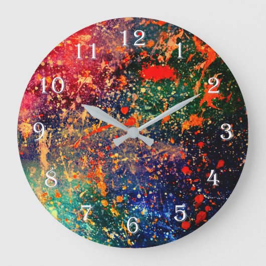 Psychedelischer Spritzer | Farbiger Regenbogen Abs Große Wanduhr (Vorderseite)