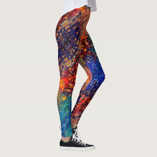Psychedelischer Spritzer | Farbiger Regenbogen Abs Leggings (Rechts)