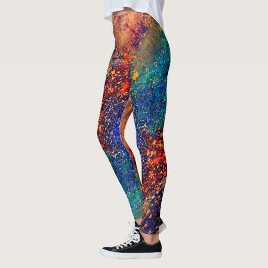 Psychedelischer Spritzer | Farbiger Regenbogen Abs Leggings (Links)