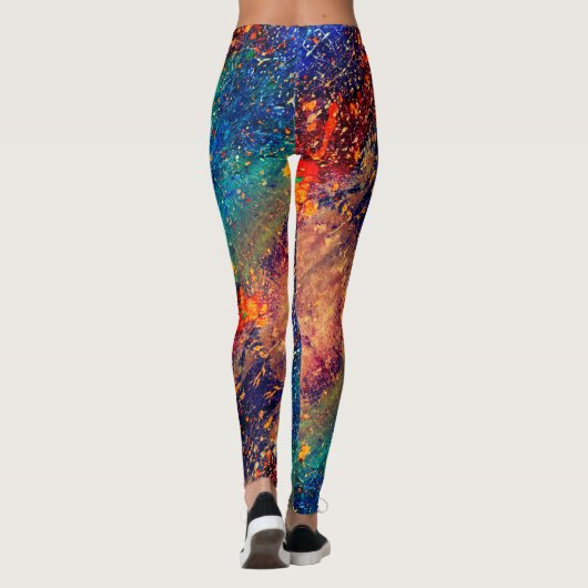 Psychedelischer Spritzer | Farbiger Regenbogen Abs Leggings (Rückseite)