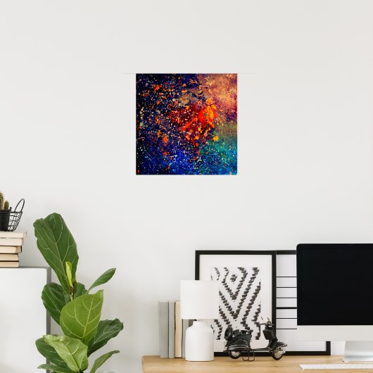 Psychedelischer Spritzer | Farbiger Regenbogen Abs Poster (Heimbüro)