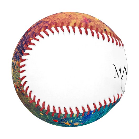 Psychedelischer Spritzer | Rainbow Abstrakt Monogr Baseball (Vorderseite Links)