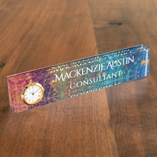 Psychedelischer Spritzer | Rainbow Abstrakt Monogr Namensplakette (Seite)