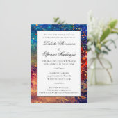 Psychedelischer Spritzer | Rainbow Abstrakt Weddin Einladung (Stehend Vorderseite)