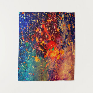 Psychedelischer Spritzer | Regenbogen Abstrakter H Wandteppich
