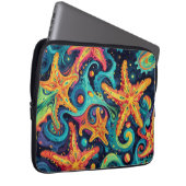 Psychedelischer Starfish und kosmische Waves Laptopschutzhülle (Vorne Rechts)
