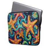 Psychedelischer Starfish und kosmische Waves Laptopschutzhülle (Vorderseite Links)