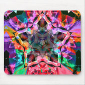 Psychedelischer Stern mit roten Teilen und Neonfar Mousepad (Vorne)
