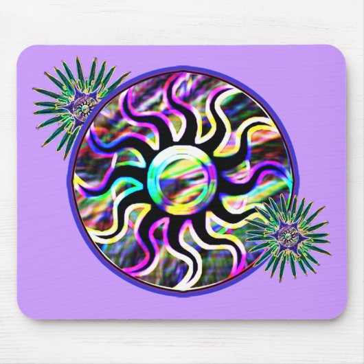 Psychedelischer Sun und Mond Mousepad (Vorne)
