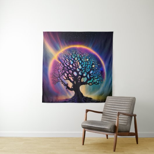 Psychedelischer Surreal Mystical Tree Wandteppich (Beispiel)